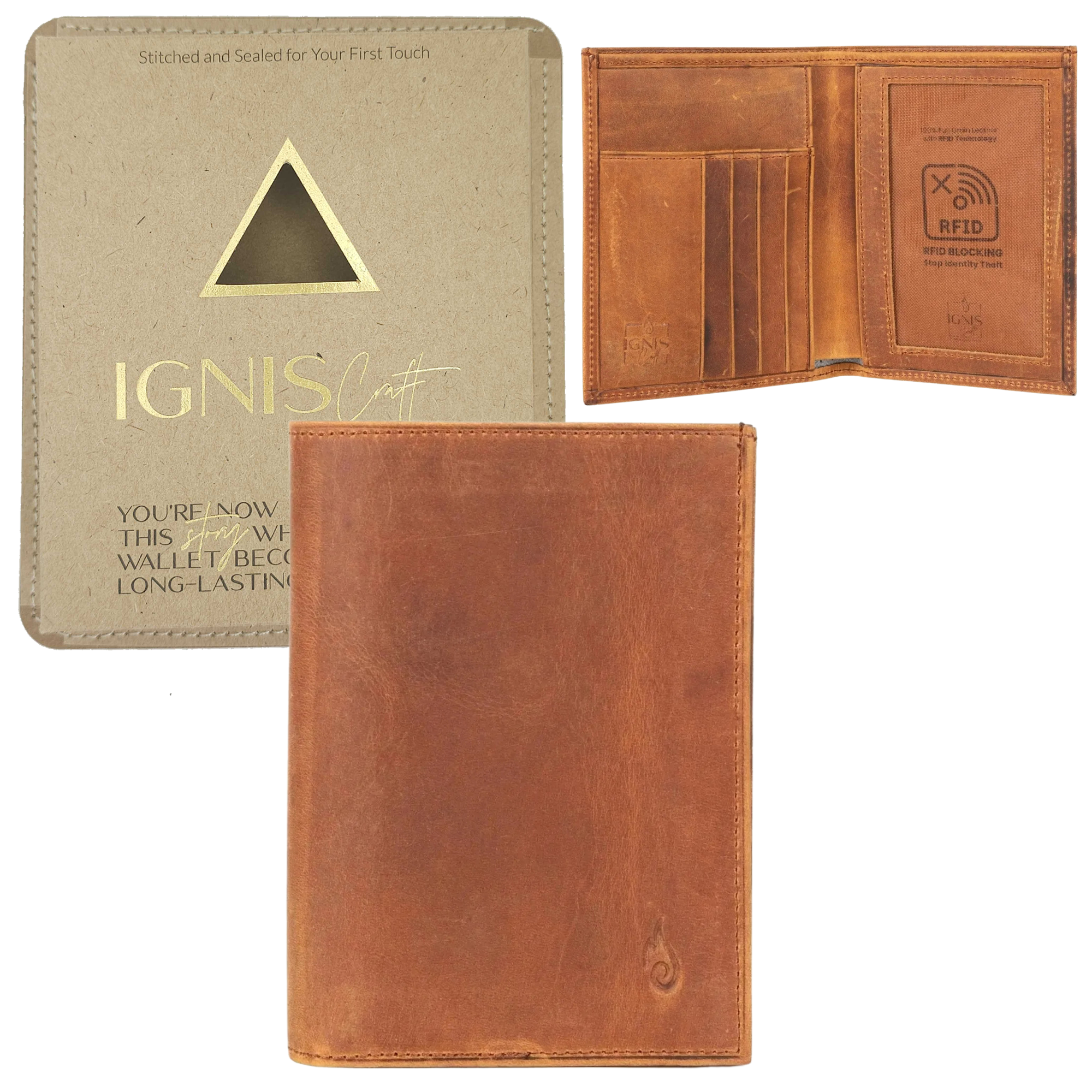 Leather Passport Wallet | Voyager Amber